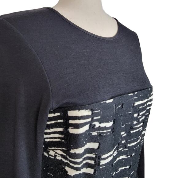 PIAZZA SEMPIONE Black Cream Wool Blend Knit and Textured Dress - Size 8 (M) - Picture 6 of 10